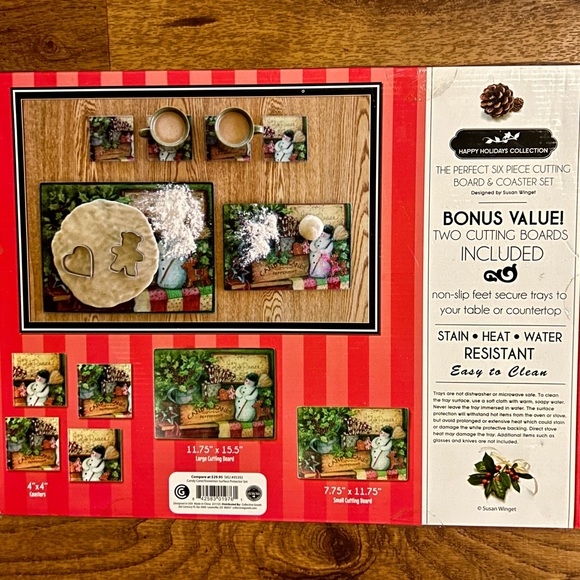 Happy Holiday Collection • Susan Winget • Snowman •6 Piece Cutting Board/Coaster - Picture 6 of 16